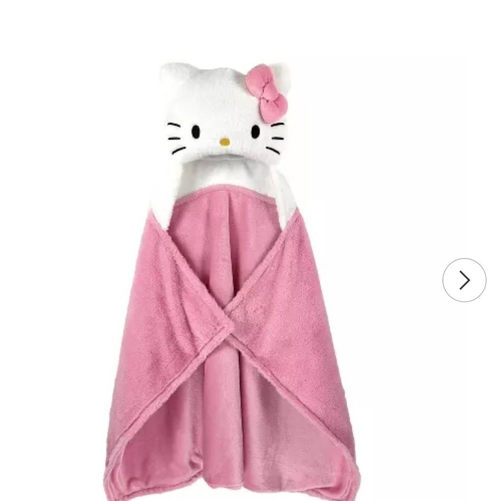 Sanrio Hello Kitty Pink Faux Fur Hooded Wearable Blanket Wrap Franco Mfg